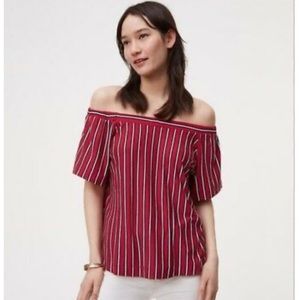 Loft Striped Tie Back Off the Shoulder Top